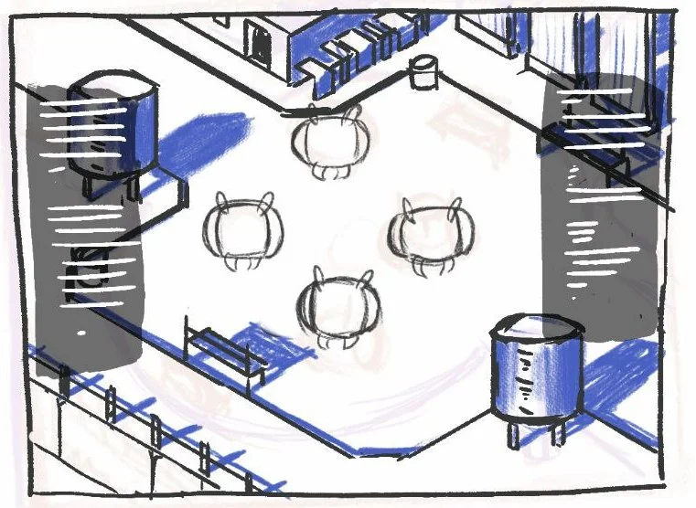 An early sketch of a level by Joy.