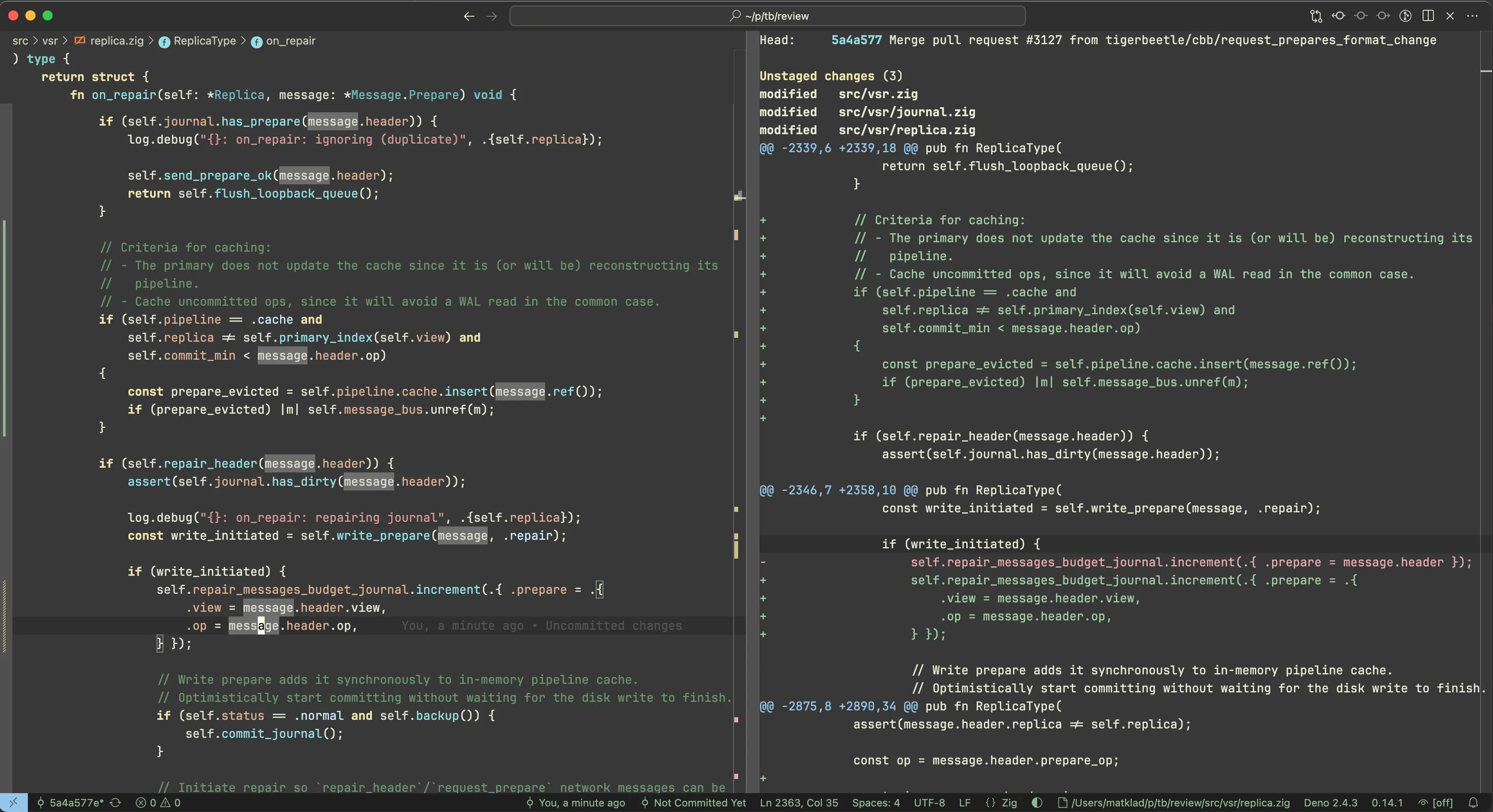 code review in magit